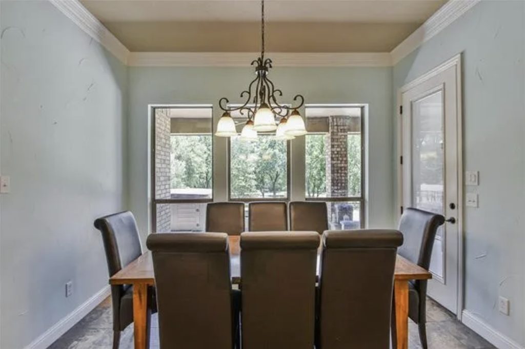 Breakfast Nook Dining Area Before Remodel Straight Angle Wrought Iron Chandelier