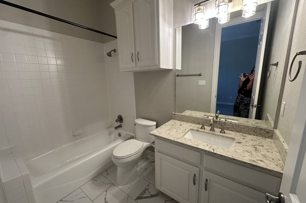 Full View with Vanity and Tub before remodel